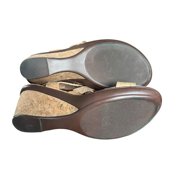 Walking Cradles Womens Cork Strappy Wedge Heel Sandals Size 7WW - Picture 7 of 9